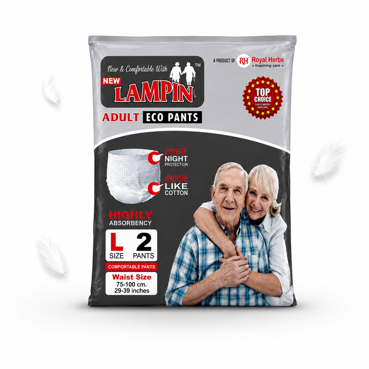 Lampin Adult Diapers | Pant Style & Tape Style | M, L, XL & XXL | Highly Absorbent | Leakage Protection | Unisex Adult Care | Pack of 2 or 10