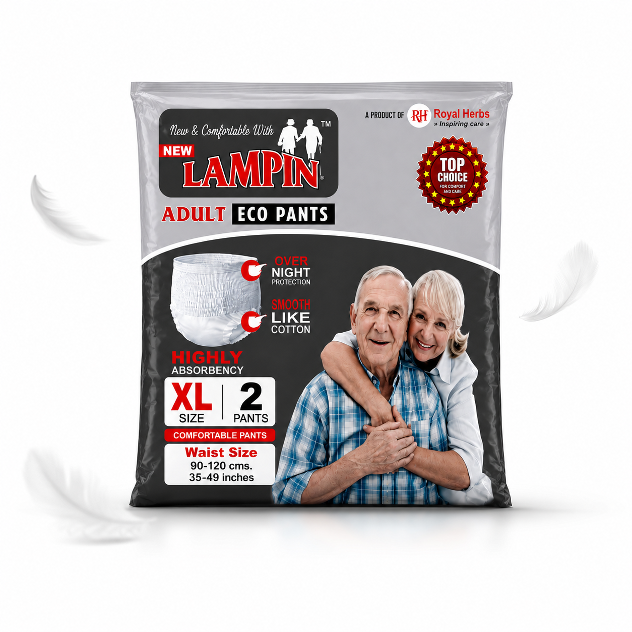 Lampin Adult Diapers | Pant Style & Tape Style | M, L, XL & XXL | Highly Absorbent | Leakage Protection | Unisex Adult Care | Pack of 2 or 10