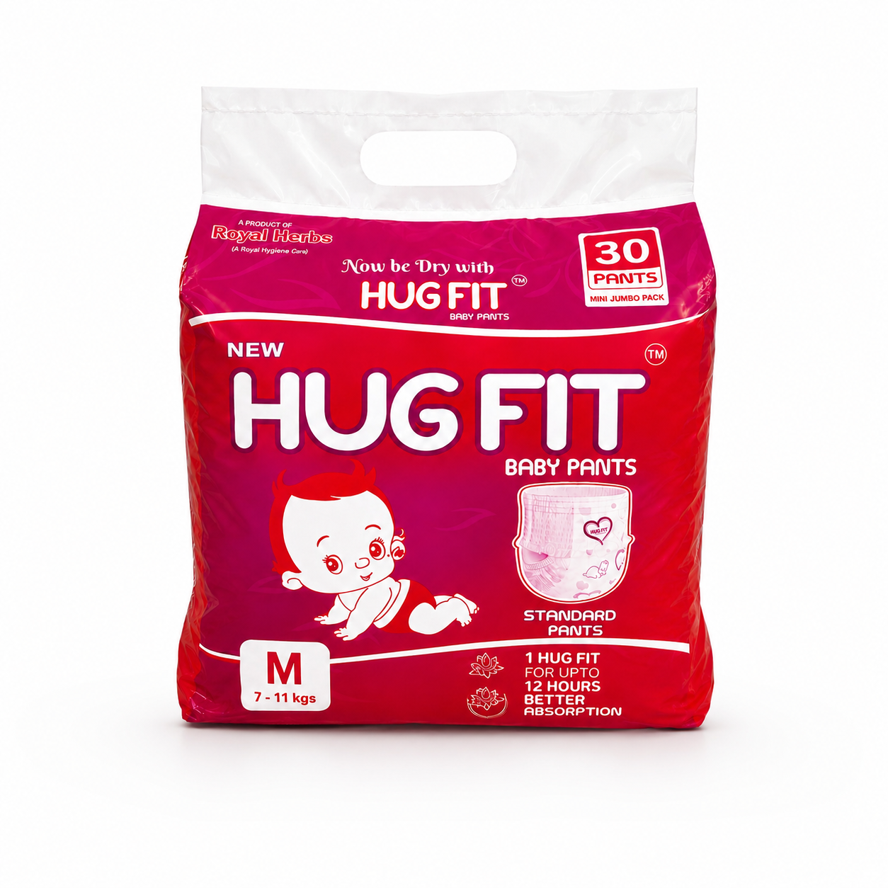 Hugfit Standard Baby Pants | Soft, Breathable & Absorbent Baby Diapers | Comfortable Fit | Newborn to XL | Multiple Pack Sizes