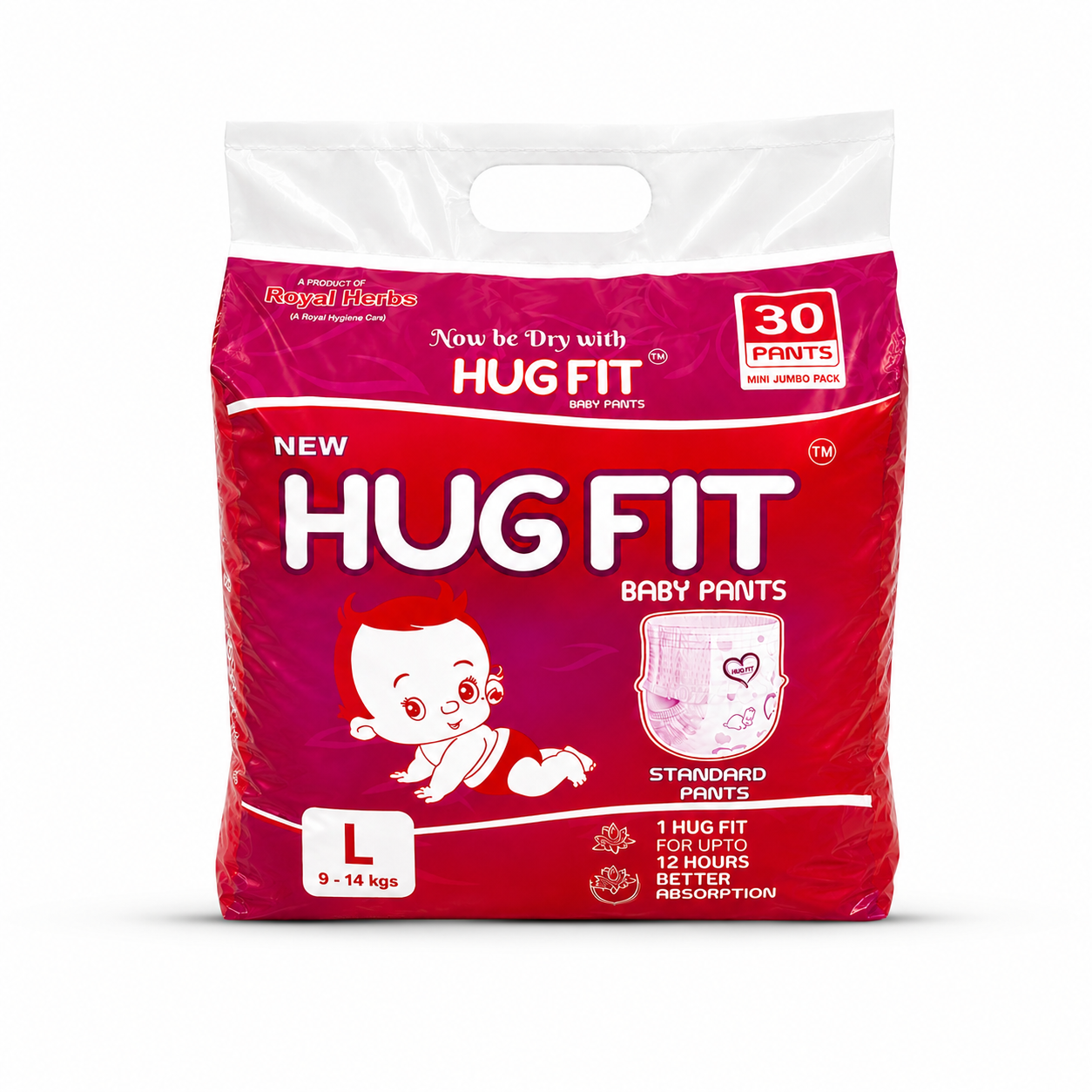 Hugfit Standard Baby Pants | Soft, Breathable & Absorbent Baby Diapers | Comfortable Fit | Newborn to XL | Multiple Pack Sizes