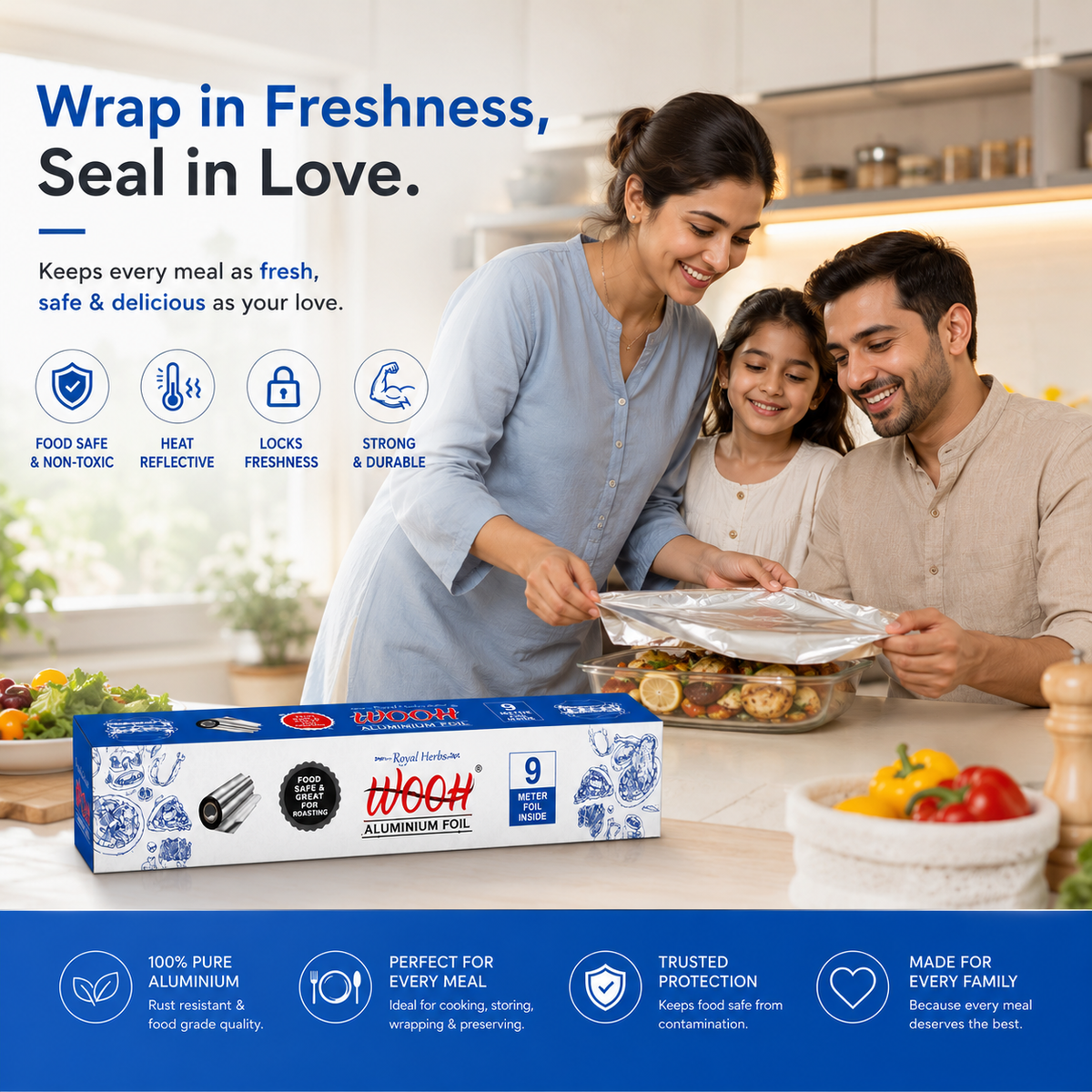 Wooh Aluminium Foil | Food Wrapping & Storage Foil | Freshness & Protection | Kitchen Essential | Easy to Use
