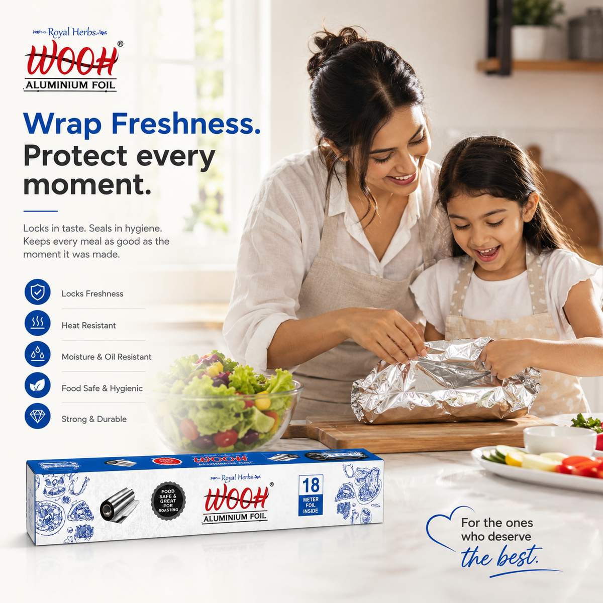 Wooh Aluminium Foil | Food Wrapping & Storage Foil | Freshness & Protection | Kitchen Essential | Easy to Use