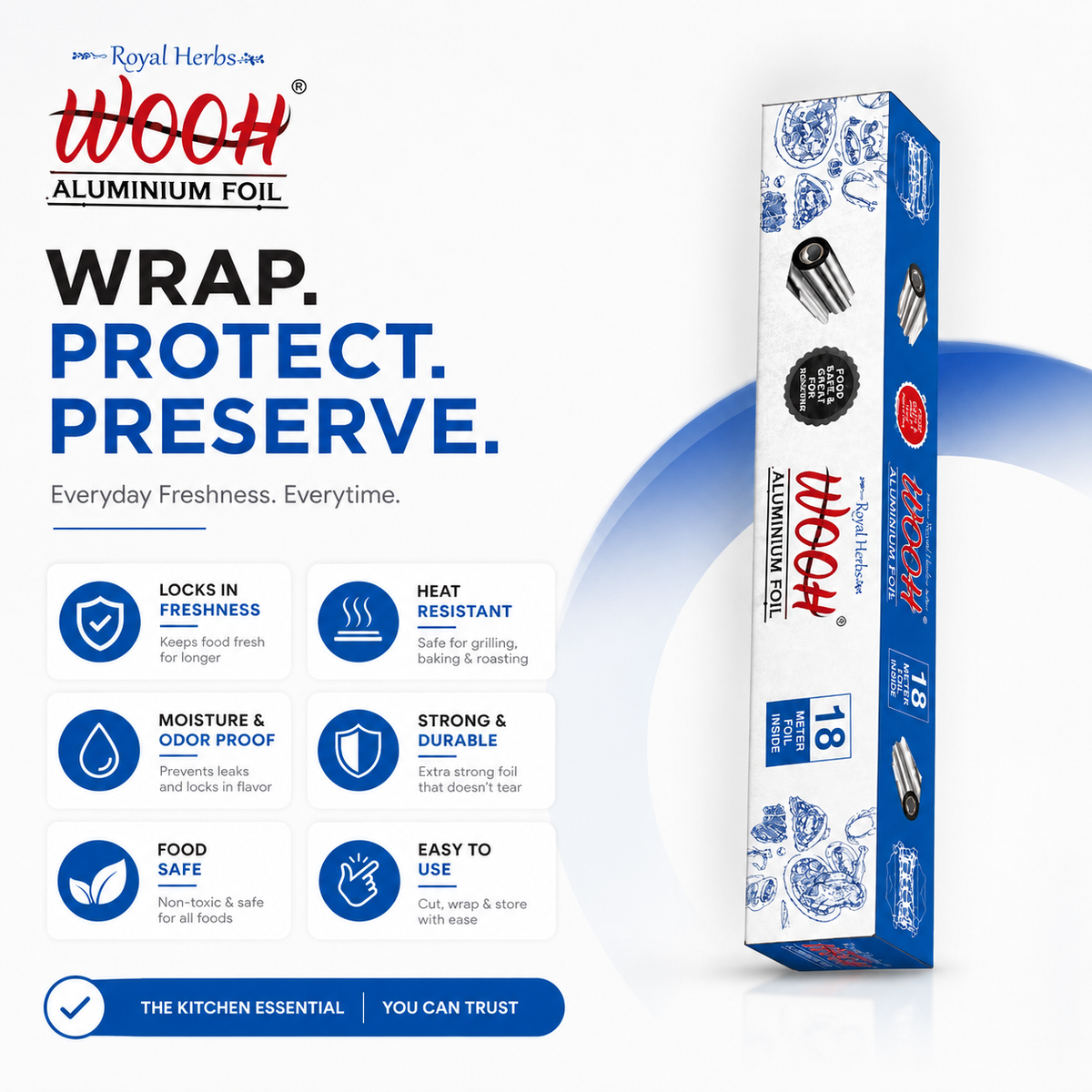 Wooh Aluminium Foil | Food Wrapping & Storage Foil | Freshness & Protection | Kitchen Essential | Easy to Use