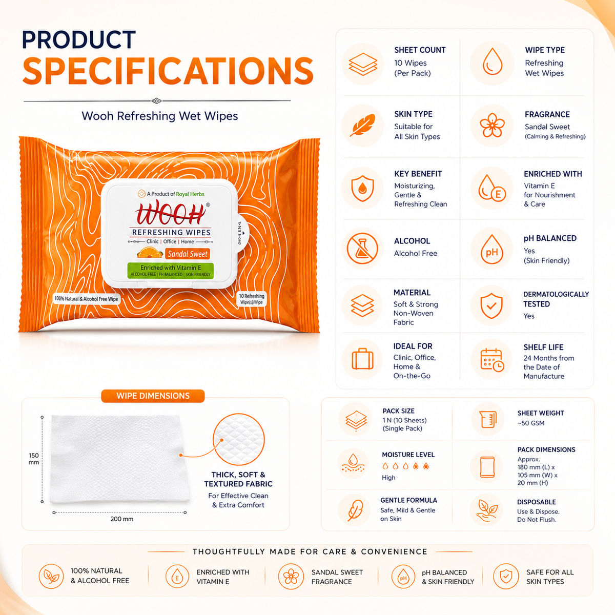 Wooh Refreshing Wet Wipes | Vitamin E Enriched | Moisturizing for All Skin Types | Cologne Exotic, Sandal Sweet & Lemony Juicy | 10 & 30 Wipes