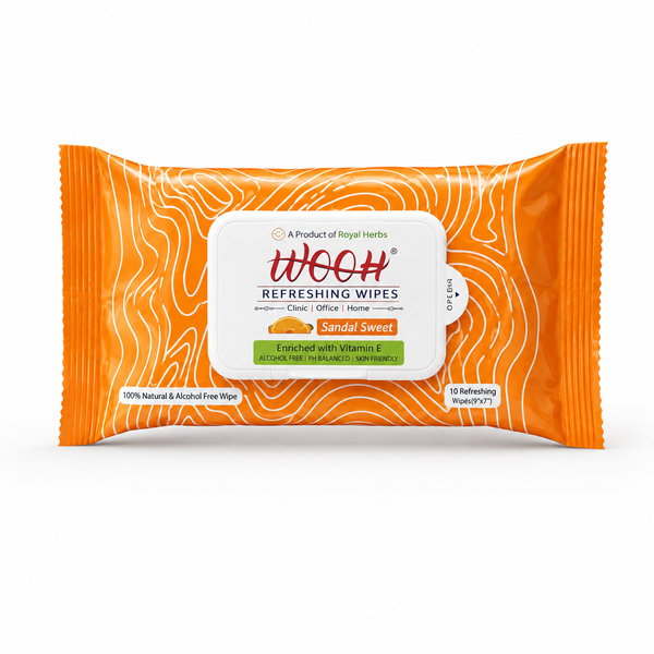 Wooh Refreshing Wet Wipes | Vitamin E Enriched | Moisturizing for All Skin Types | Cologne Exotic, Sandal Sweet & Lemony Juicy | 10 & 30 Wipes