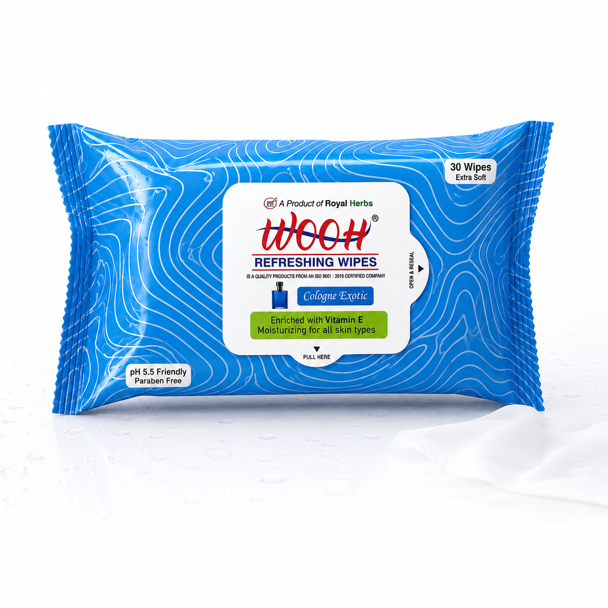 Wooh Refreshing Wet Wipes | Vitamin E Enriched | Moisturizing for All Skin Types | Cologne Exotic, Sandal Sweet & Lemony Juicy | 10 & 30 Wipes