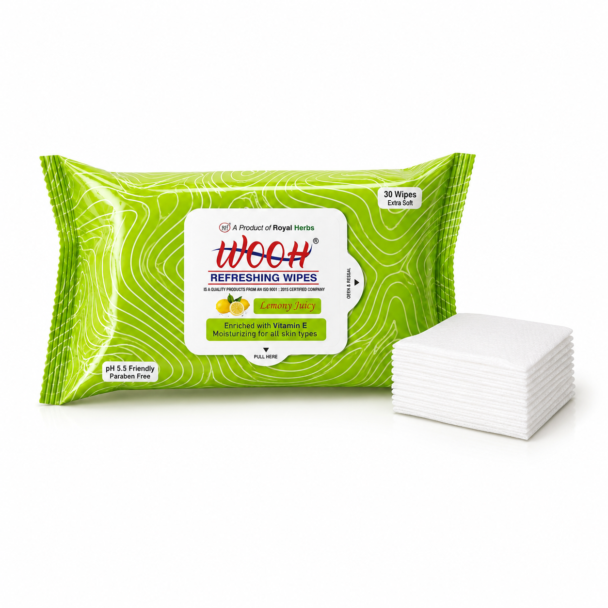Wooh Refreshing Wet Wipes | Vitamin E Enriched | Moisturizing for All Skin Types | Cologne Exotic, Sandal Sweet & Lemony Juicy | 10 & 30 Wipes