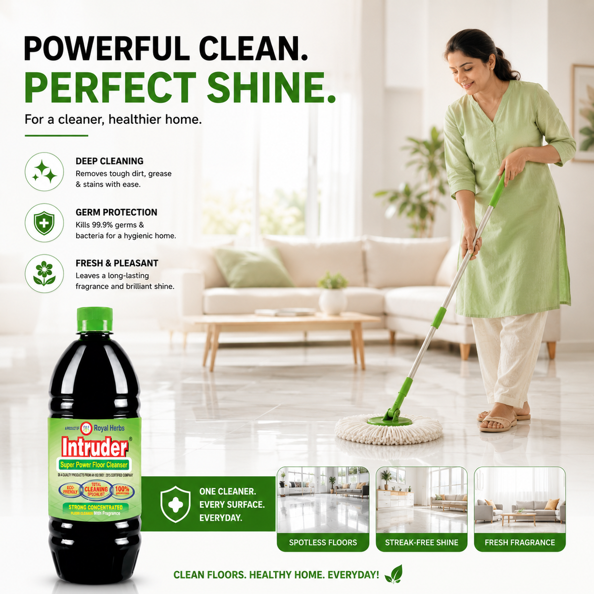 Intruder Super Power Floor Cleaner | Strong Concentrated Floor Cleaner with Fragrance | Total Cleaning Specialist | Eco Friendly | 200ml, 500ml, 1L & 5L