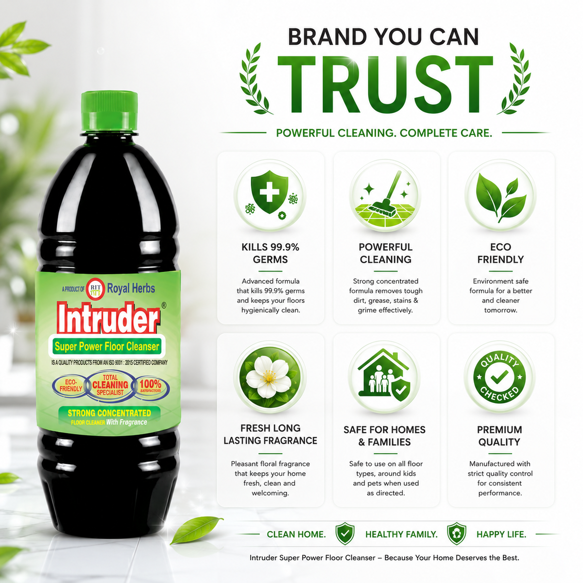 Intruder Super Power Floor Cleaner | Strong Concentrated Floor Cleaner with Fragrance | Total Cleaning Specialist | Eco Friendly | 200ml, 500ml, 1L & 5L