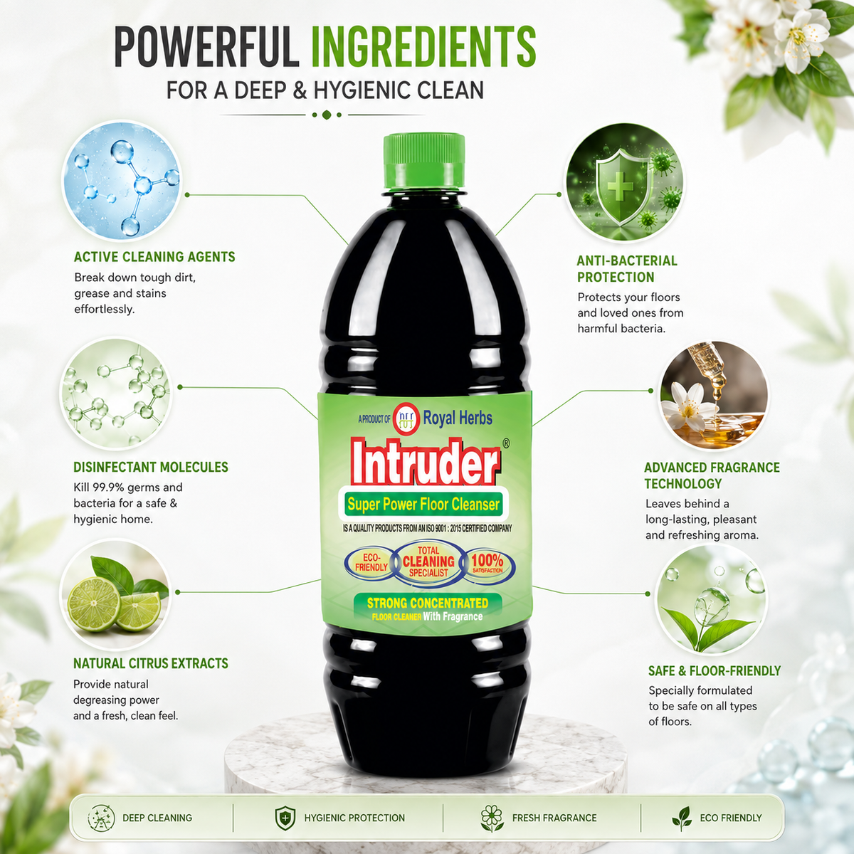 Intruder Super Power Floor Cleaner | Strong Concentrated Floor Cleaner with Fragrance | Total Cleaning Specialist | Eco Friendly | 200ml, 500ml, 1L & 5L