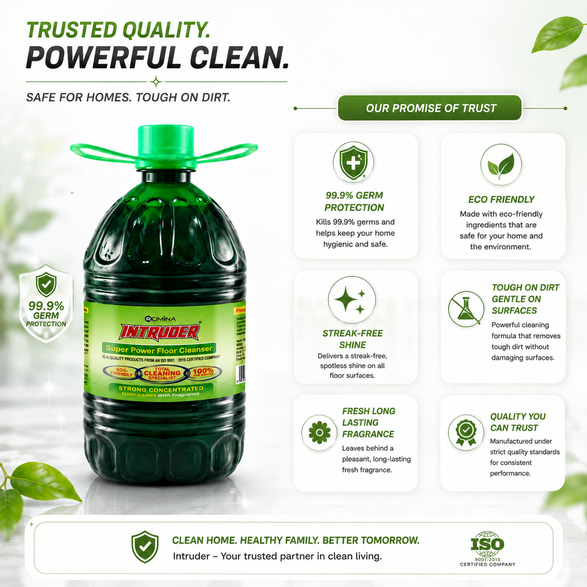 Intruder Super Power Floor Cleaner | Strong Concentrated Floor Cleaner with Fragrance | Total Cleaning Specialist | Eco Friendly | 200ml, 500ml, 1L & 5L