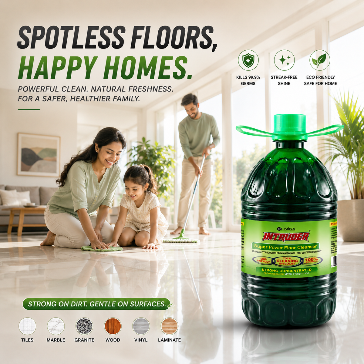 Intruder Super Power Floor Cleaner | Strong Concentrated Floor Cleaner with Fragrance | Total Cleaning Specialist | Eco Friendly | 200ml, 500ml, 1L & 5L