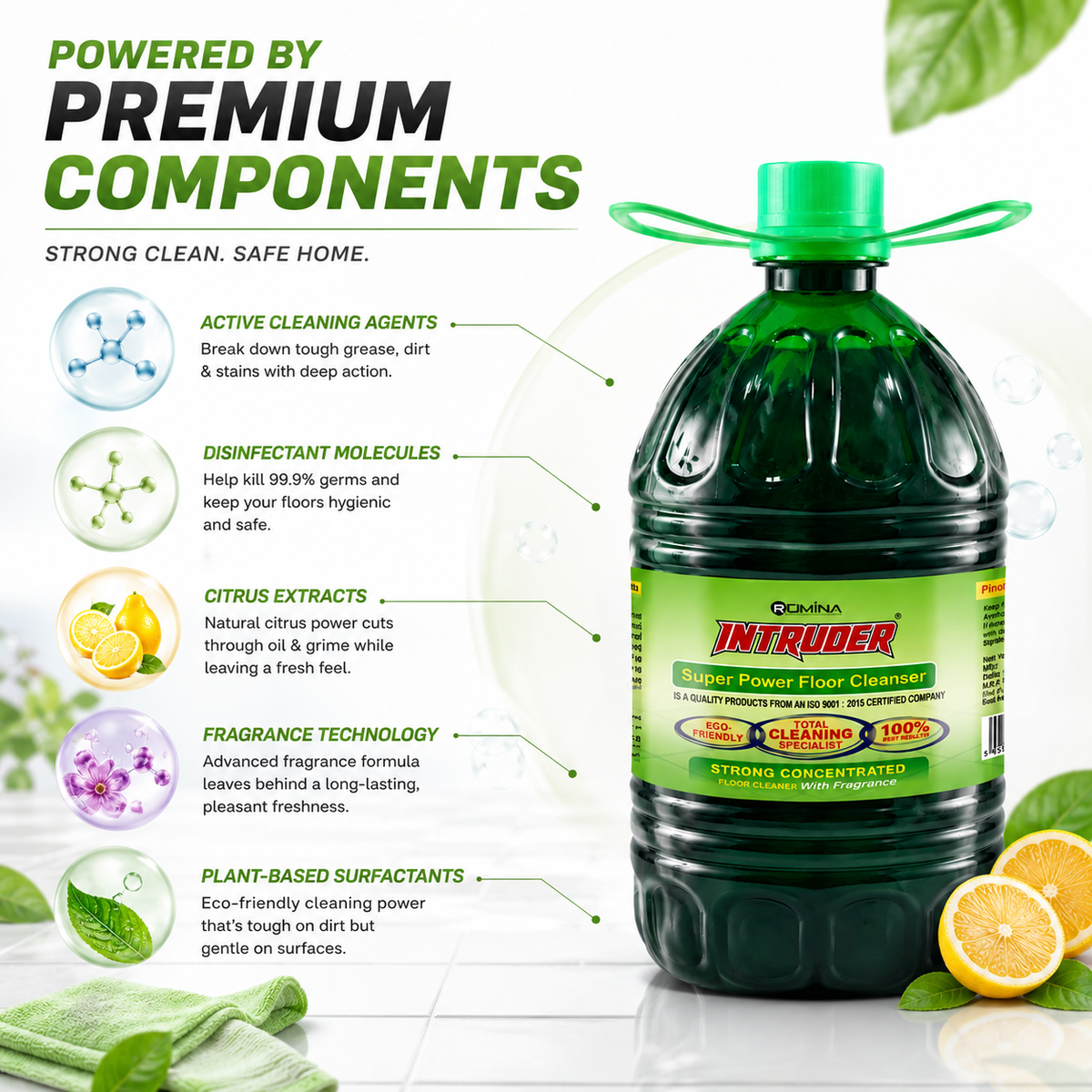 Intruder Super Power Floor Cleaner | Strong Concentrated Floor Cleaner with Fragrance | Total Cleaning Specialist | Eco Friendly | 200ml, 500ml, 1L & 5L