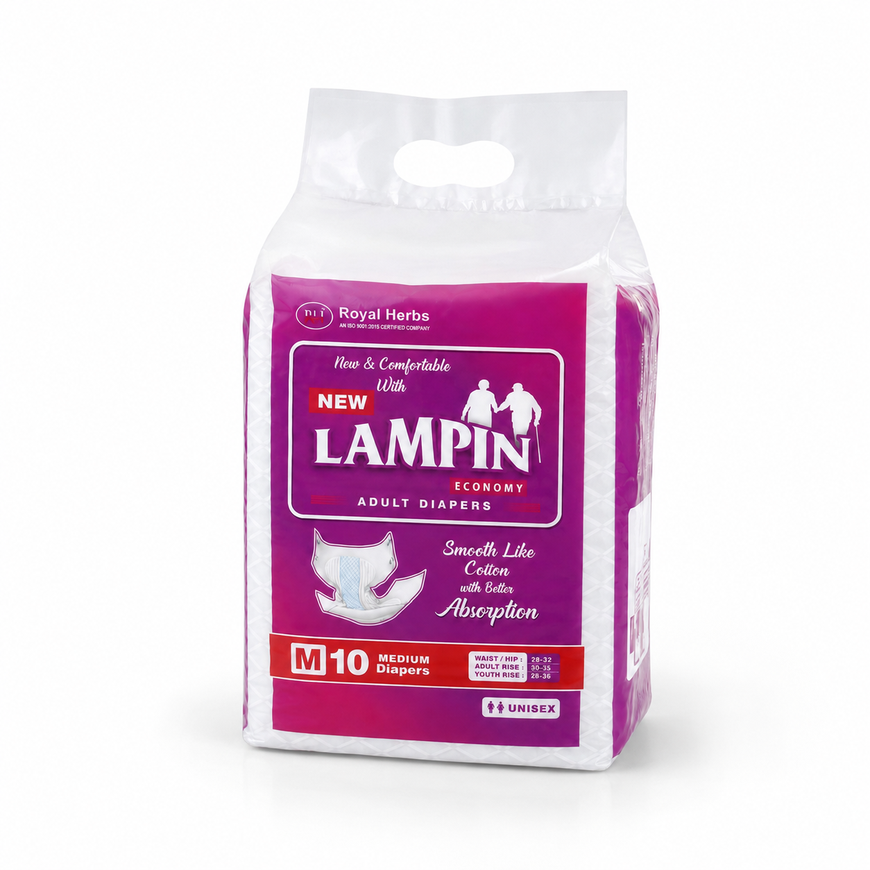 Lampin Adult Diapers | Pant Style & Tape Style | M, L, XL & XXL | Highly Absorbent | Leakage Protection | Unisex Adult Care | Pack of 2 or 10
