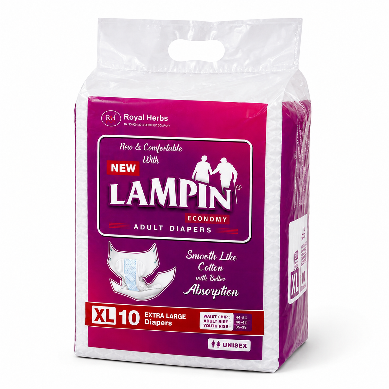 Lampin Adult Diapers | Pant Style & Tape Style | M, L, XL & XXL | Highly Absorbent | Leakage Protection | Unisex Adult Care | Pack of 2 or 10