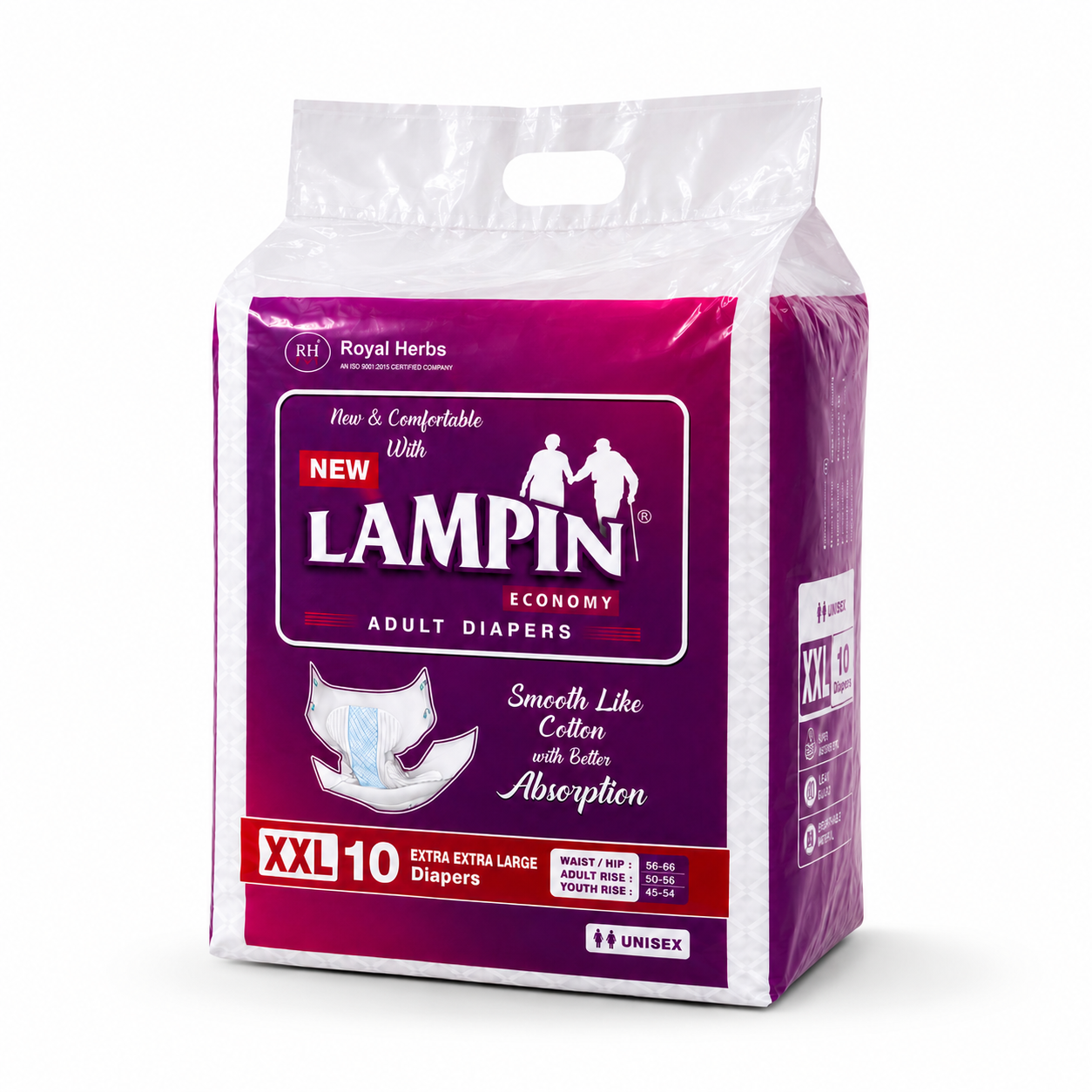 Lampin Adult Diapers | Pant Style & Tape Style | M, L, XL & XXL | Highly Absorbent | Leakage Protection | Unisex Adult Care | Pack of 2 or 10