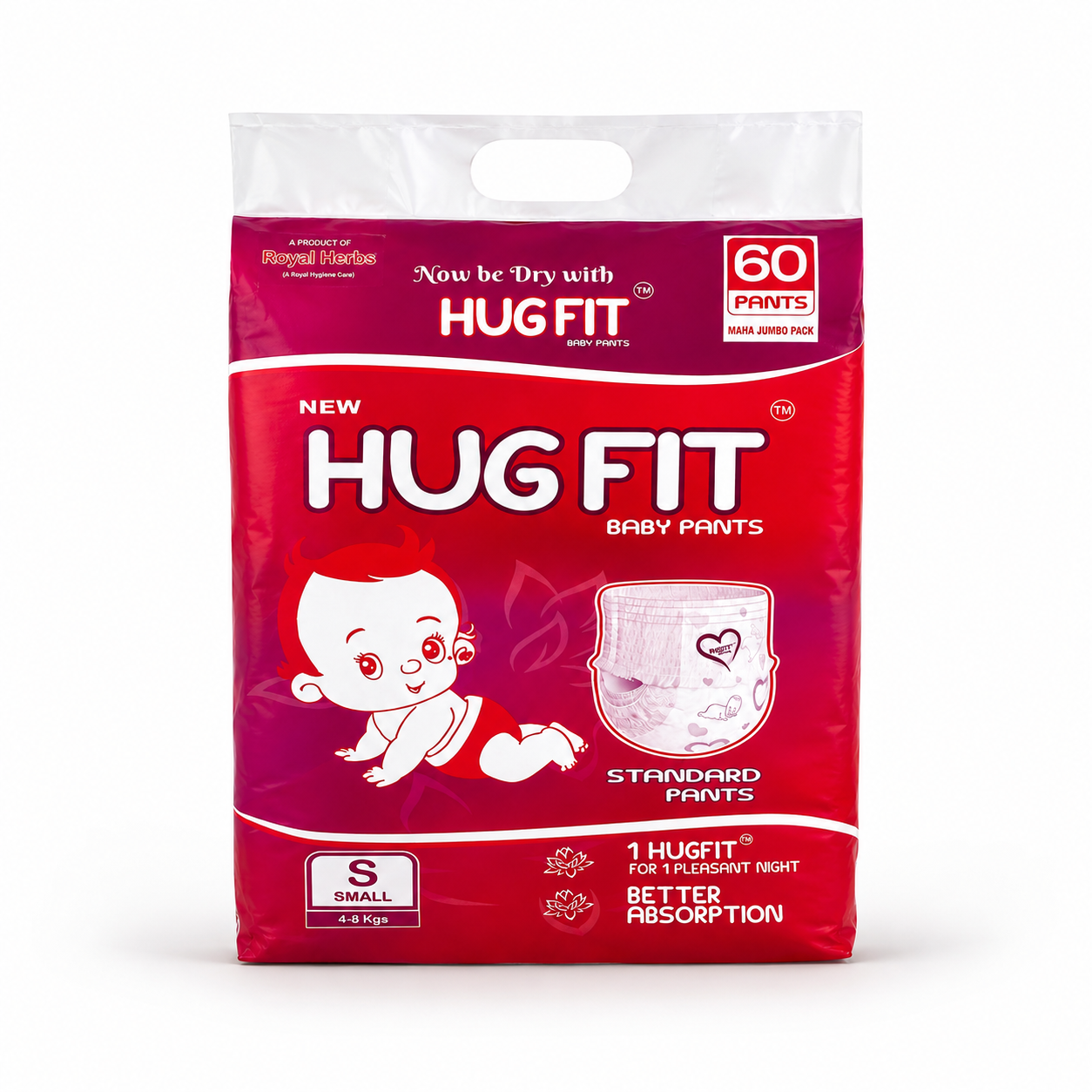 Hugfit Standard Baby Pants | Soft, Breathable & Absorbent Baby Diapers | Comfortable Fit | Newborn to XL | Multiple Pack Sizes