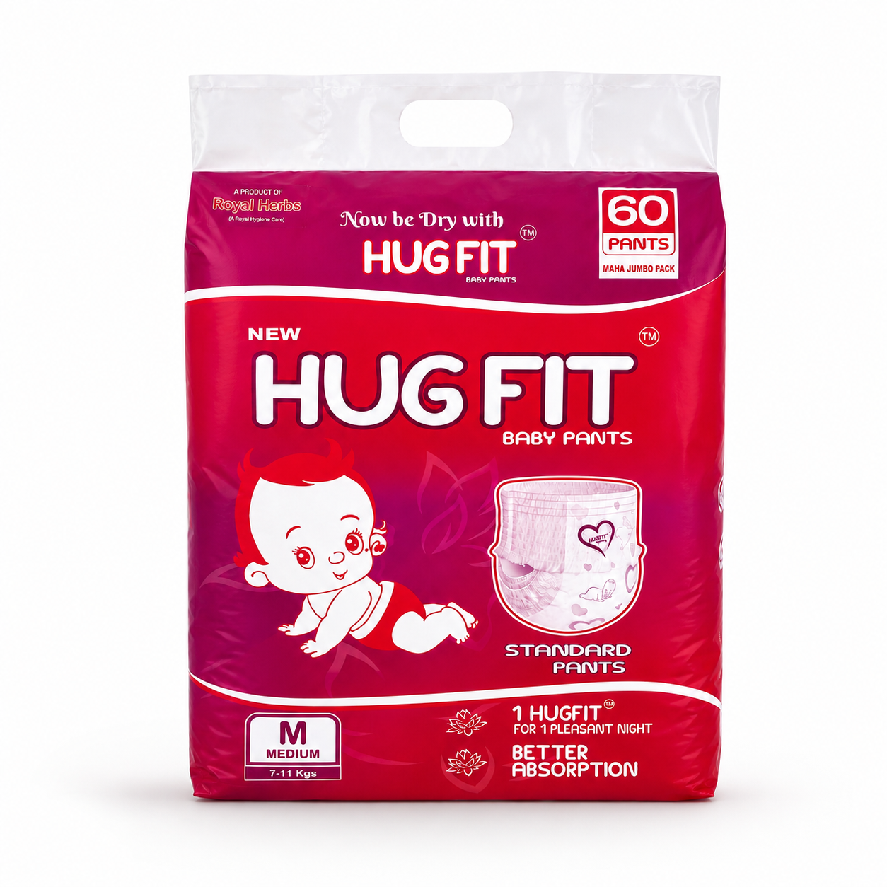 Hugfit Standard Baby Pants | Soft, Breathable & Absorbent Baby Diapers | Comfortable Fit | Newborn to XL | Multiple Pack Sizes
