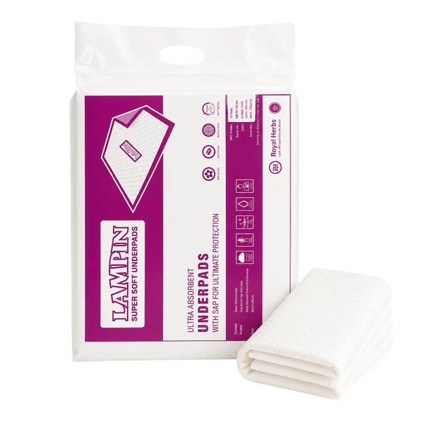 Lampin Ultra Absorbent Underpads for Adults | SAP Protection | Anti-Bacterial & Odor Control | Soft Mattress Feel | Diamond Pattern | 100% Virgin Pulp | Pack of 10