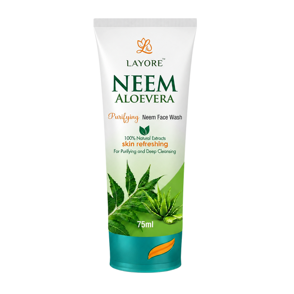 Layore Neem Face Wash 75ml | Purifying Neem Facewash | 100% Natural Extracts | Neem, Lemon & Aloe Vera Extracts | Deep Cleansing & Skin Refreshing