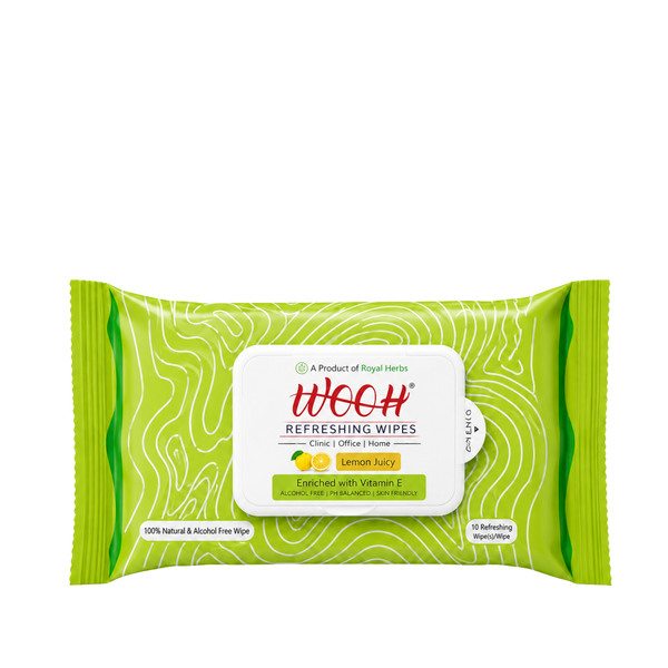 Wooh Refreshing Wet Wipes | Vitamin E Enriched | Moisturizing for All Skin Types | Cologne Exotic, Sandal Sweet & Lemony Juicy | 10 & 30 Wipes