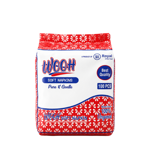 Wooh Soft Napkins | Pure & Gentle | Made with 100% Virgin Pulp | Best Quality | Soft Everyday Tissue Napkins | 50 & 100 Pieces