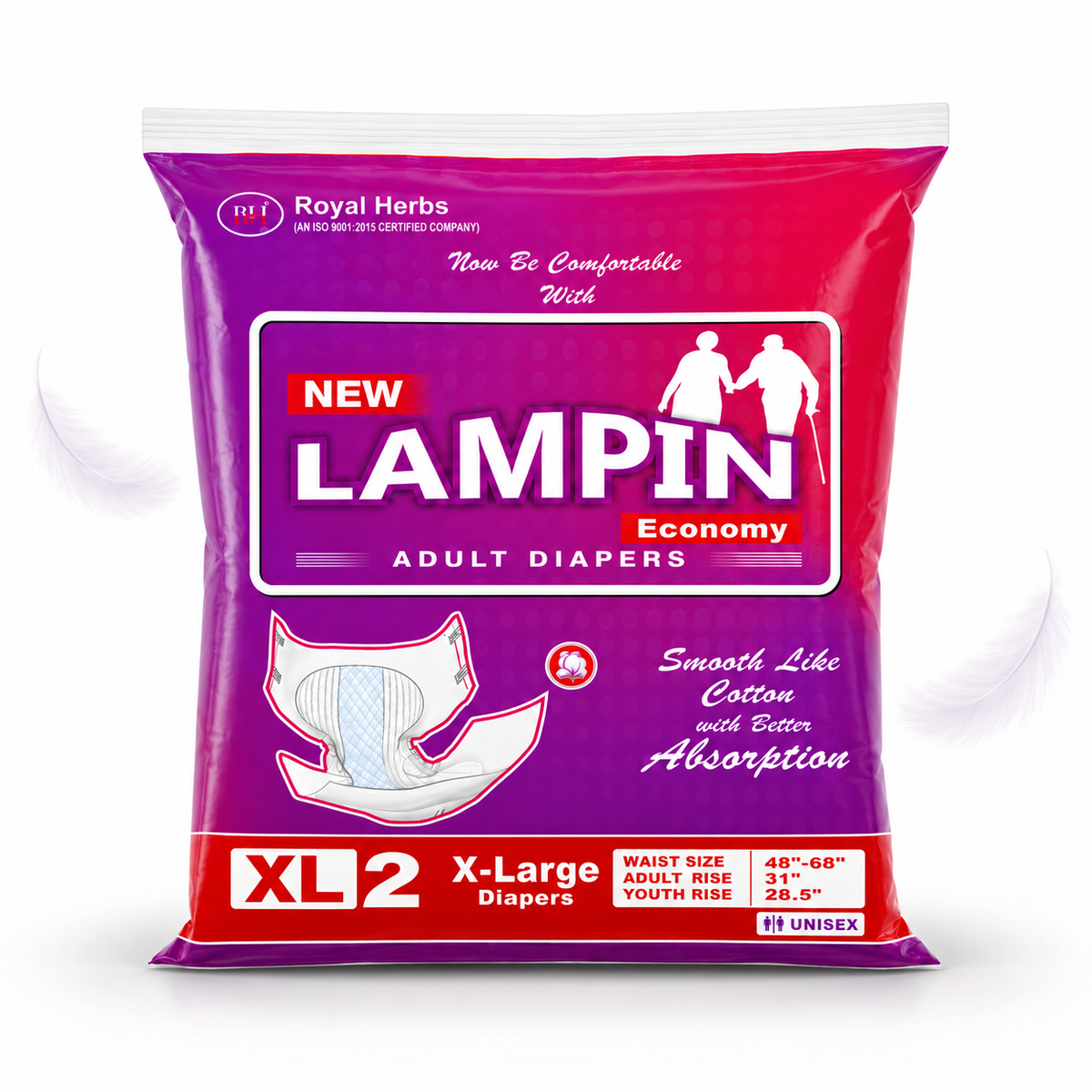 Lampin Adult Diapers | Pant Style & Tape Style | M, L, XL & XXL | Highly Absorbent | Leakage Protection | Unisex Adult Care | Pack of 2 or 10