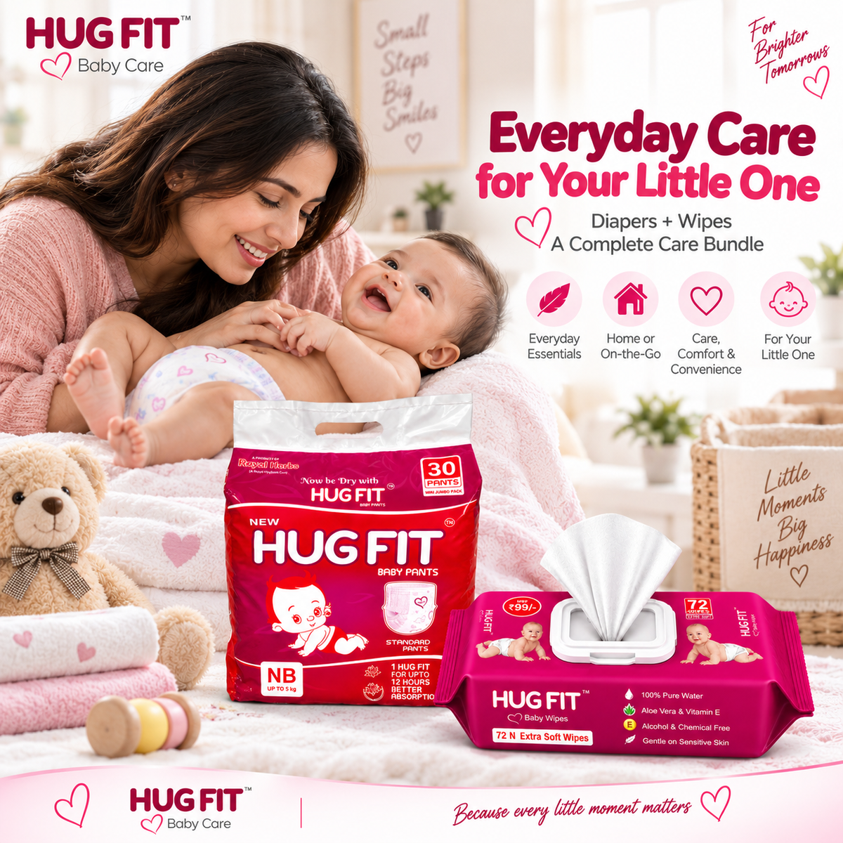 Hugfit Everyday Care + Baby Wipes Bundle