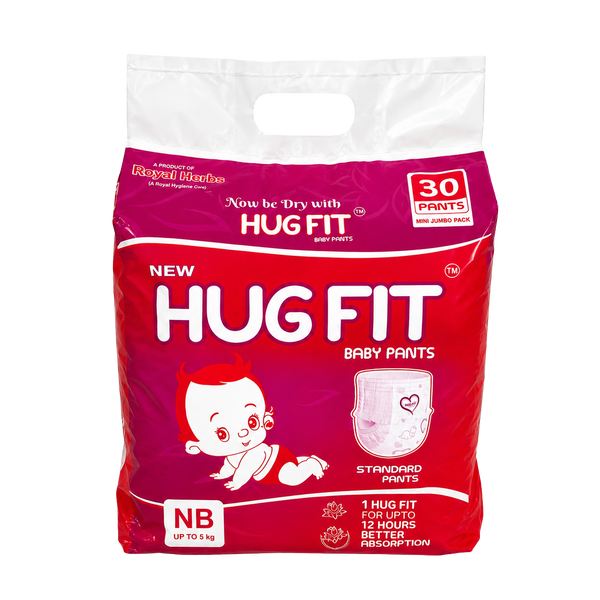 Hugfit Standard Baby Pants | Soft, Breathable & Absorbent Baby Diapers | Comfortable Fit | Newborn to XL | Multiple Pack Sizes