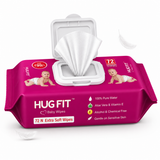 Hugfit Baby Wipes | Moisturizing & Nourishes Baby Skin | 100% Natural & Alcohol Free | Extra Soft & Thick | Aloe Vera & Vitamin E | 72 Wipes