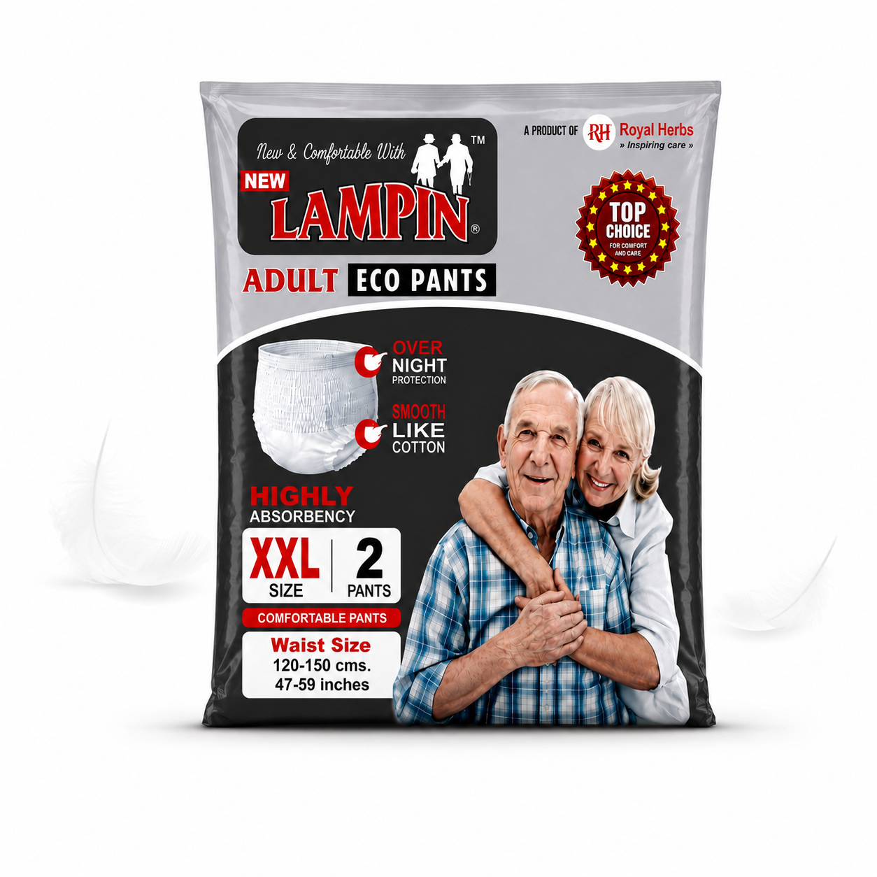 Lampin Adult Diapers | Pant Style & Tape Style | M, L, XL & XXL | Highly Absorbent | Leakage Protection | Unisex Adult Care | Pack of 2 or 10