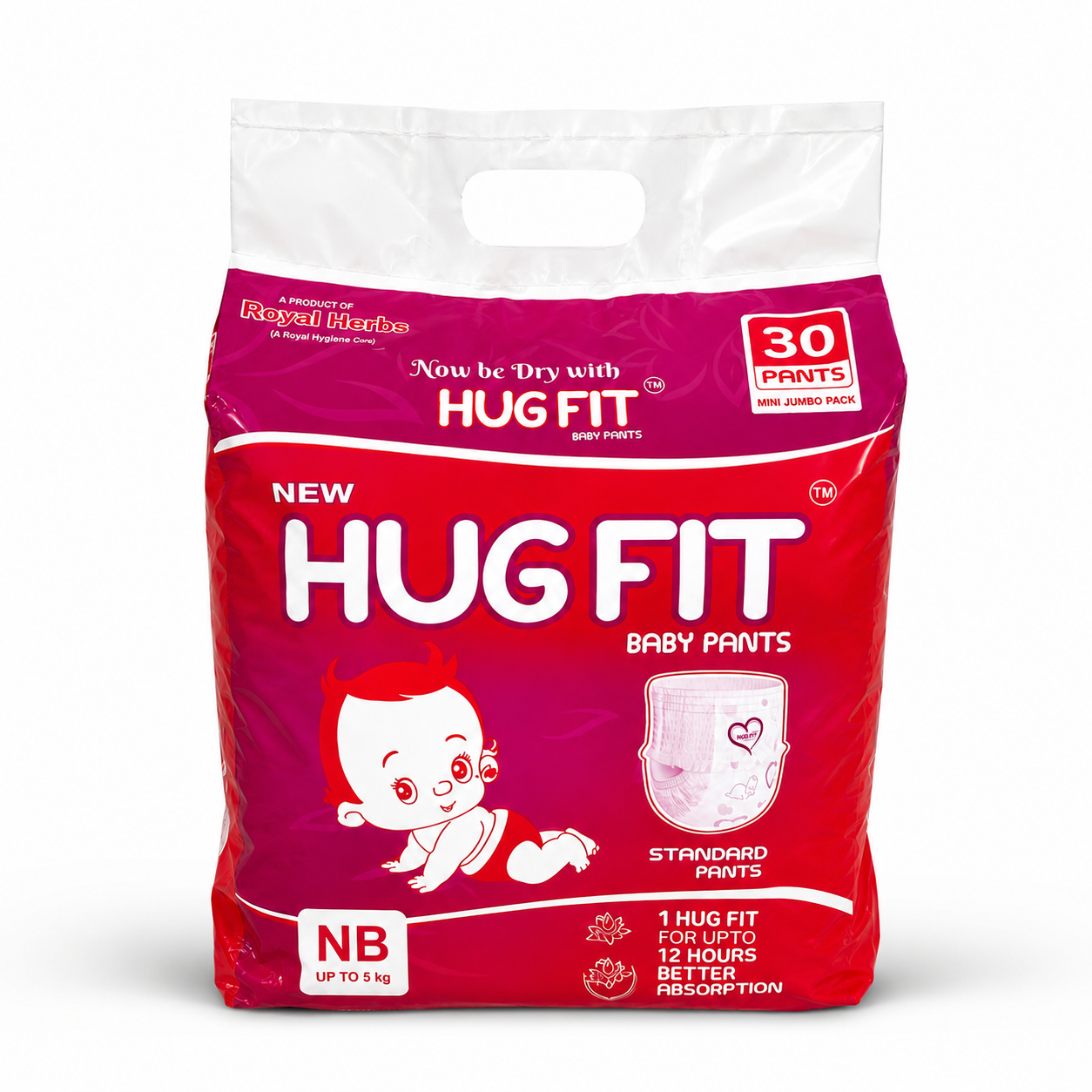Hugfit Standard Baby Pants | Soft, Breathable & Absorbent Baby Diapers | Comfortable Fit | Newborn to XL | Multiple Pack Sizes