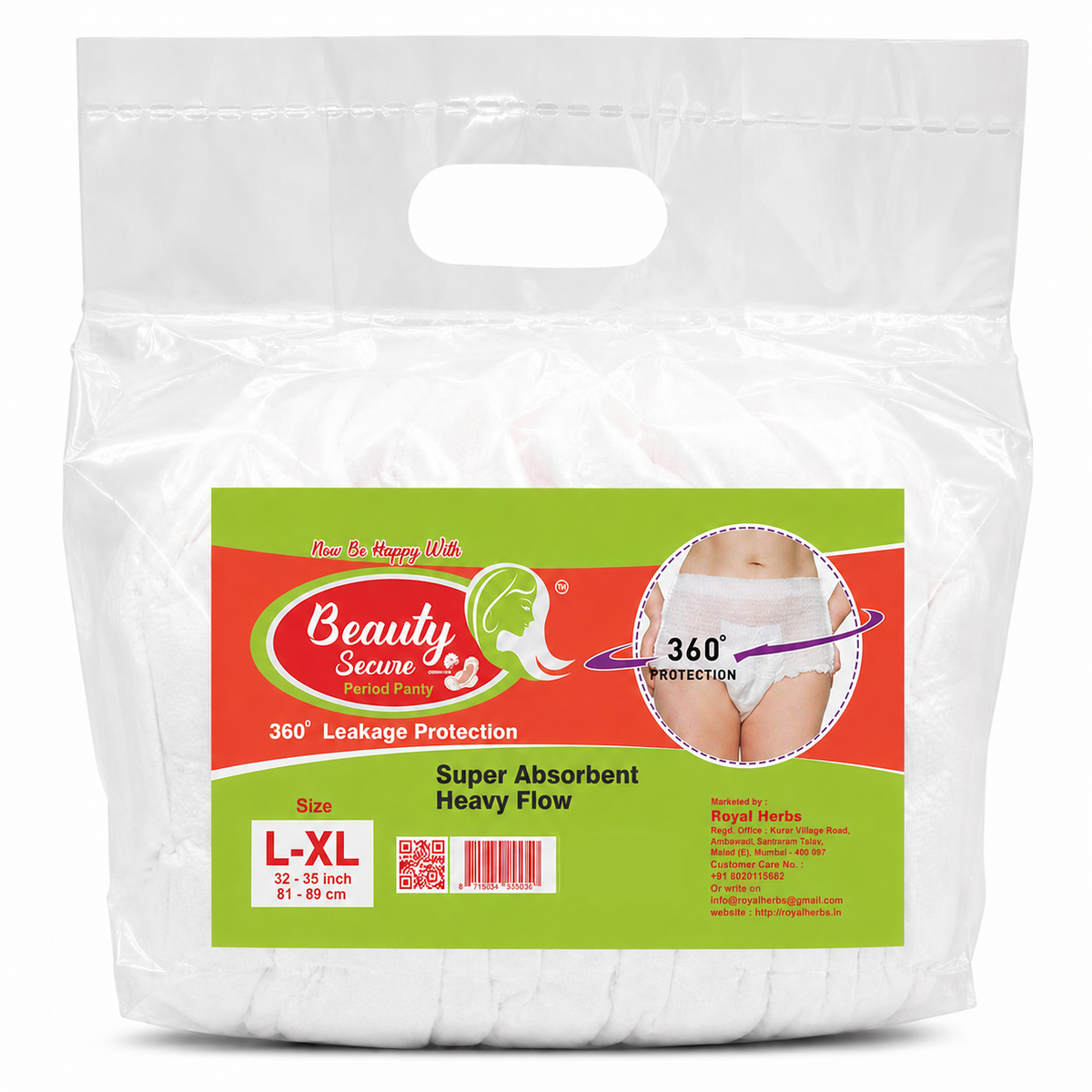 Beauty Secure Period Panty | 360° Protection | Super Absorbent Core | Soft & Skin Friendly Material | Comfortable Elastic Fit | Ideal for Heavy Flow & Overnight Use | Pack of 10