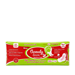 BeautySecure Sanitary Pads Maxi Straight Regular 240mm with Wings | Cotton Net Cover | Soft Feel with Fragrance | Odor Control System | Leak Proof | Up to 12 Hours Protection | Pack of 7 Pads