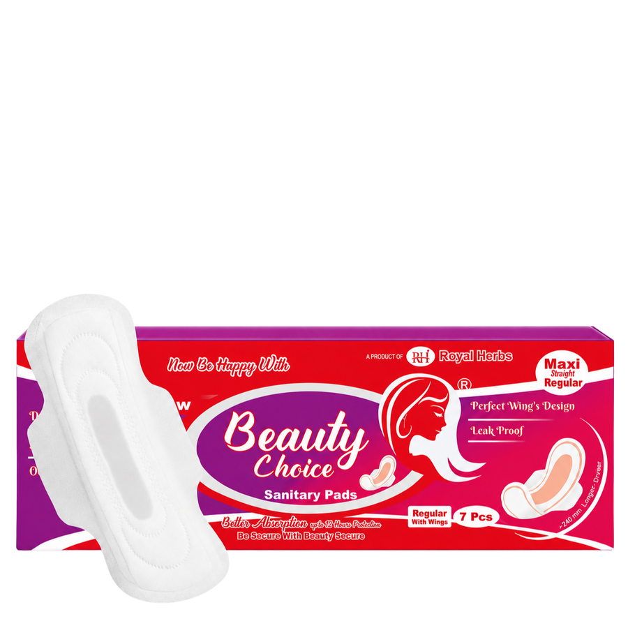 Beauty Choice Sanitary Pads Maxi Straight Regular 240mm with Wings | Dry Net Cover | Soft Feel with Fragrance | Odor Control | Up to 12 Hours Protection | Pack of 7 Pads