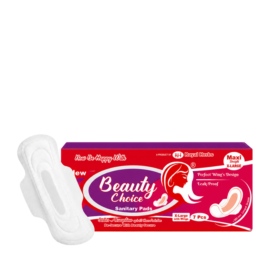 Beauty Choice Sanitary Pads Maxi Straight Extra Large 280mm with Wings | Dry Net Cover | Soft Feel with Fragrance | Odor Control System | Leak Proof | Up to 12 Hours Protection | Pack of 7 Pads