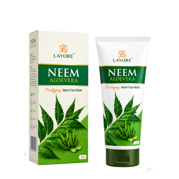 Layore Neem Face Wash 75ml | Purifying Neem Facewash | 100% Natural Extracts | Neem, Lemon & Aloe Vera Extracts | Deep Cleansing & Skin Refreshing