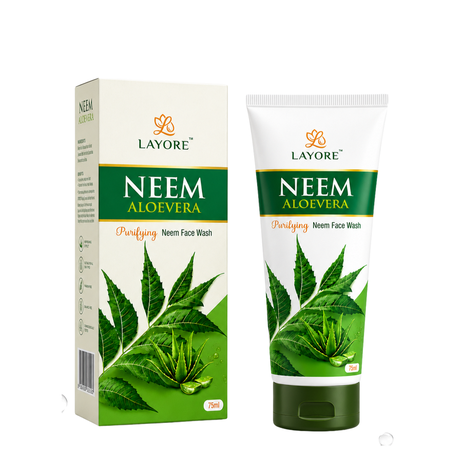 Layore Neem Face Wash 75ml | Purifying Neem Facewash | 100% Natural Extracts | Neem, Lemon & Aloe Vera Extracts | Deep Cleansing & Skin Refreshing