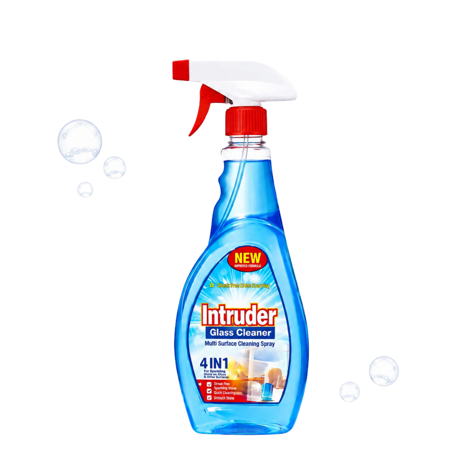 Intruder Glass & Surface Cleaner 500ml | For Sparkling Shine | All-in-1 Cleaner for Windows, Glass, Car Windshields, Laminates & More