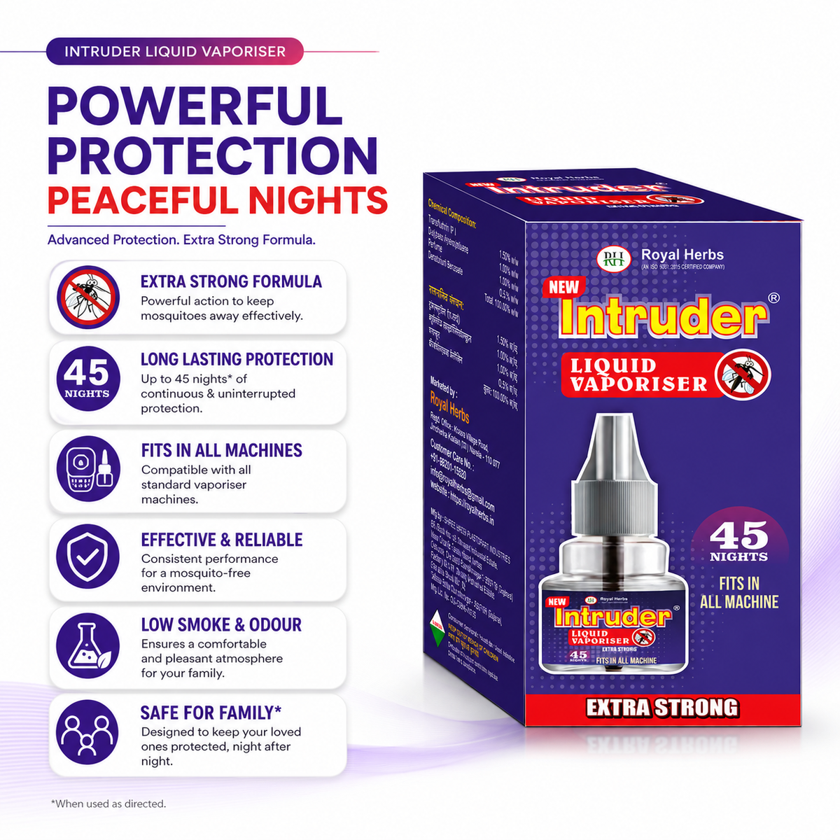 Intruder Liquid Vaporisor 45ml | 45 Nights | Extra Strong | Fits in All Machines | Mosquito Protection | Pest Control