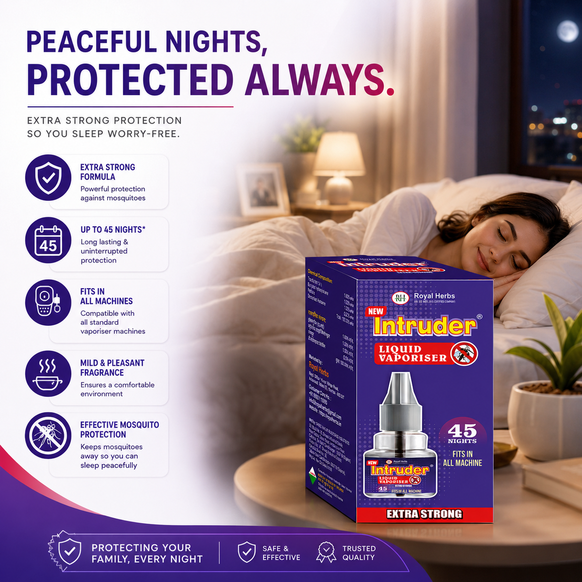 Intruder Liquid Vaporisor 45ml | 45 Nights | Extra Strong | Fits in All Machines | Mosquito Protection | Pest Control