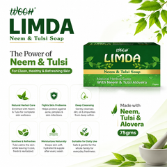 Wooh Limda Soap | Neem & Tulsi Soap | Herbal Personal Care Soap | Daily Skin Cleansing | 75g