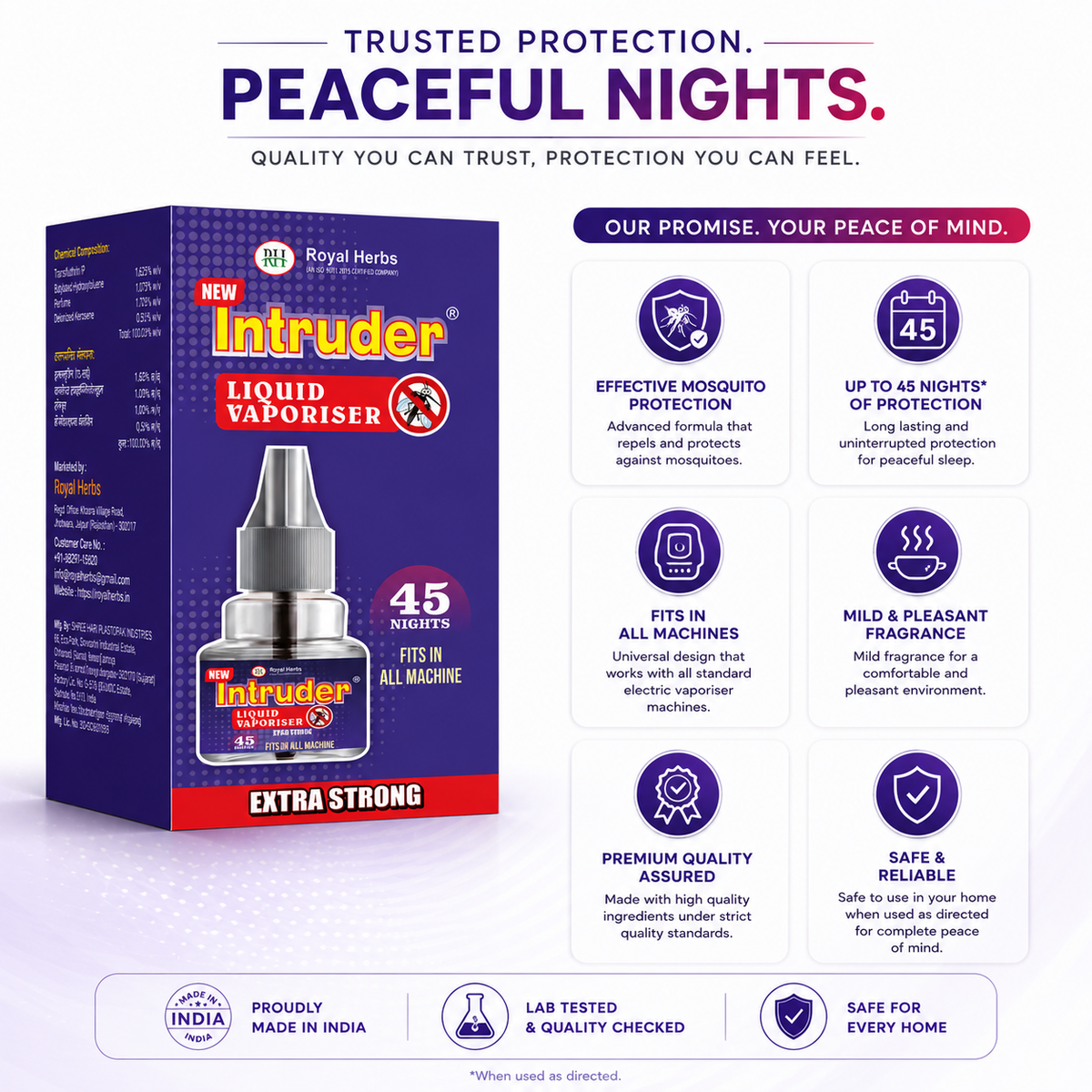 Intruder Liquid Vaporisor 45ml | 45 Nights | Extra Strong | Fits in All Machines | Mosquito Protection | Pest Control