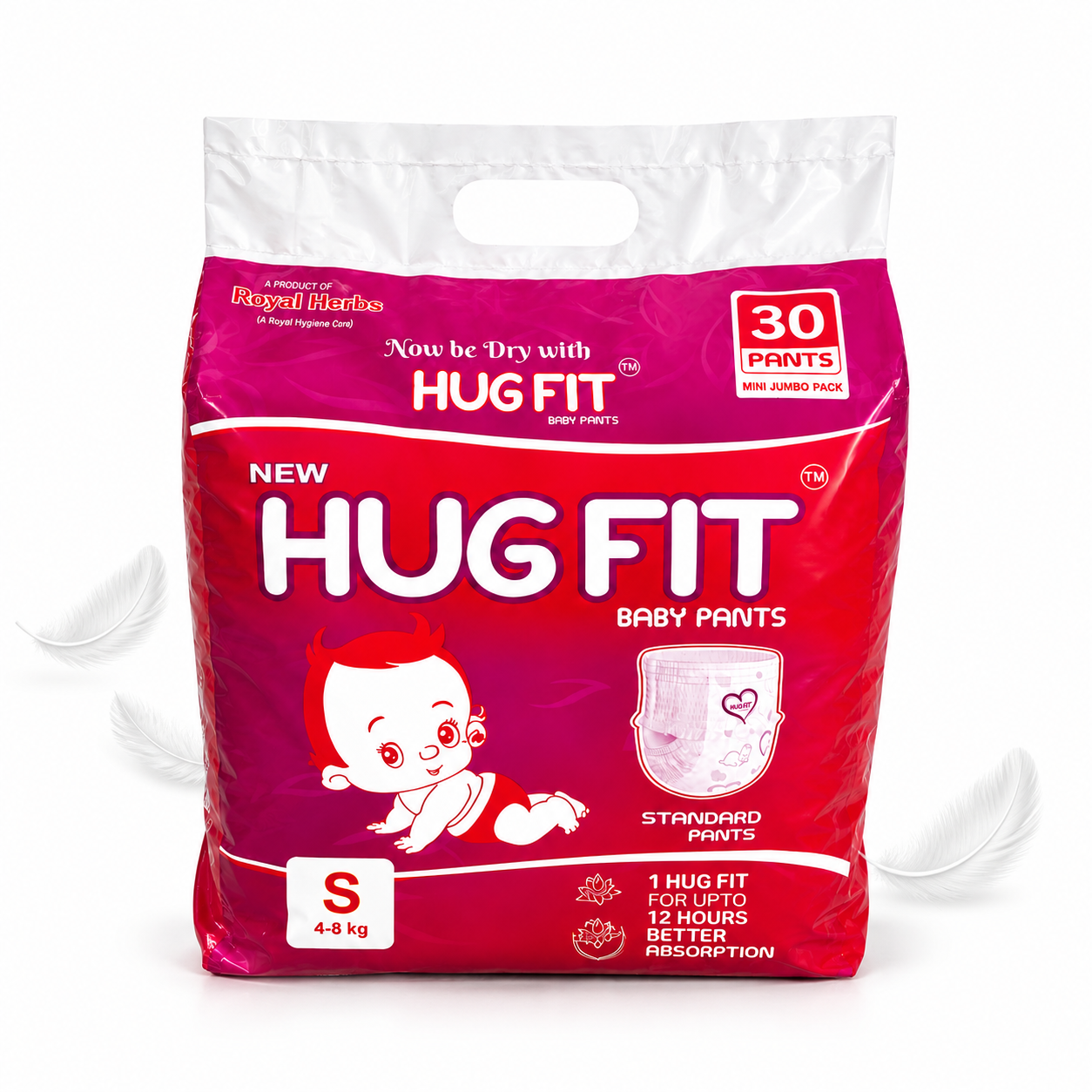 Hugfit Standard Baby Pants | Soft, Breathable & Absorbent Baby Diapers | Comfortable Fit | Newborn to XL | Multiple Pack Sizes